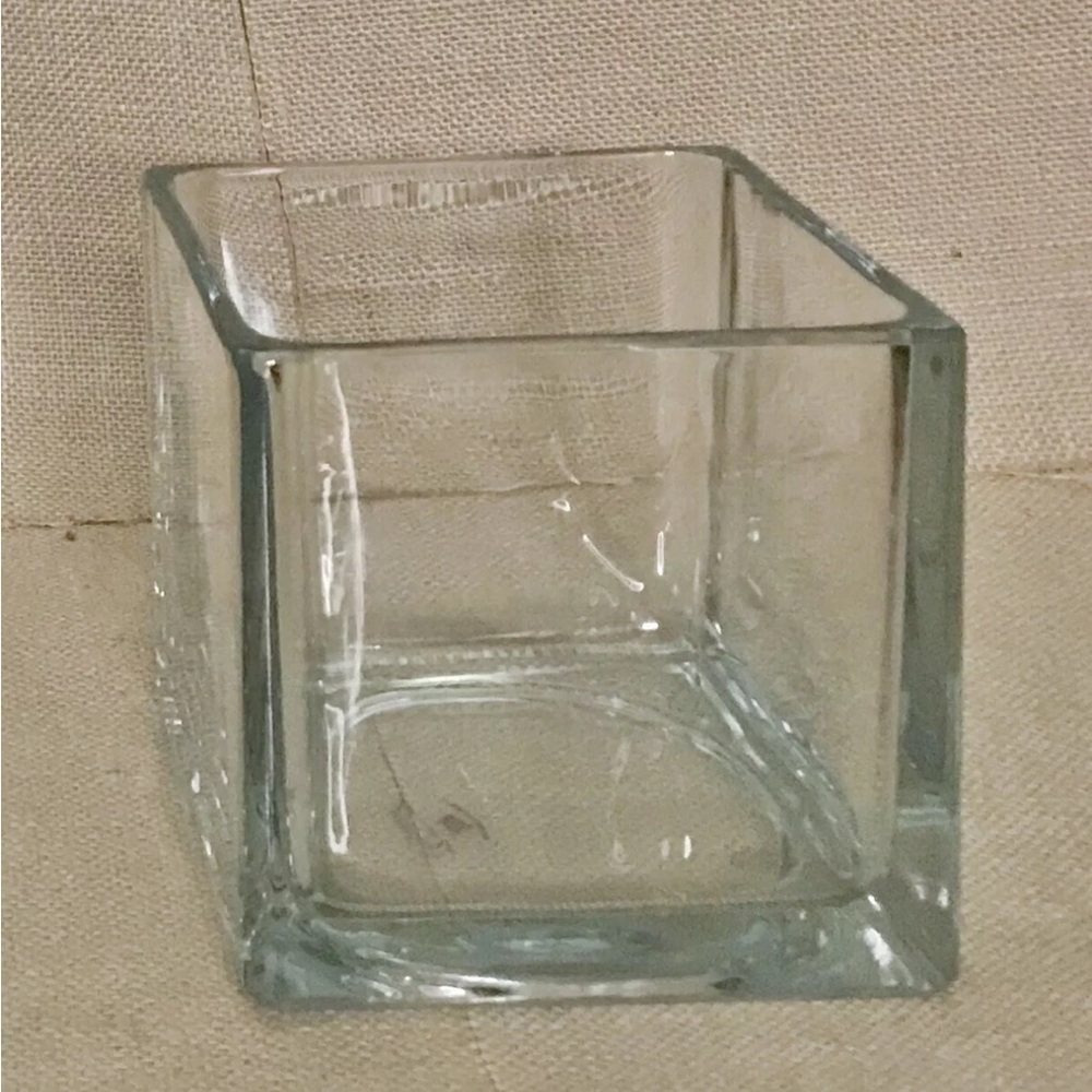 Syndicate Clear Glass Cube Vase Planter Minimalist Modern Cottage Fairy Core